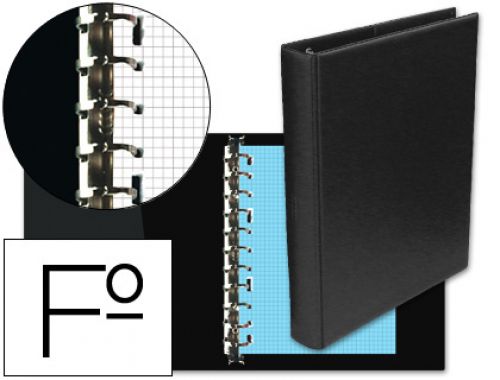 Pasta multifin alfa 3005-g 16 aneis 40 mm plastico folio preto , Multifin , 31350 , 8422952016106